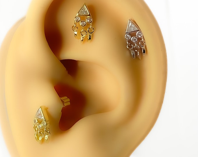 Piercing #272 925 silver gold plated cartilage helix tragus stud
