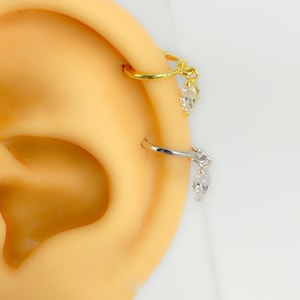 Piercing hoop 925 silver gold plated #244 drop boho clicker helix cartilage