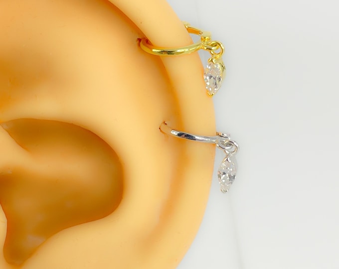 Piercing hoop 925 silver gold plated #244 drop boho clicker helix cartilage