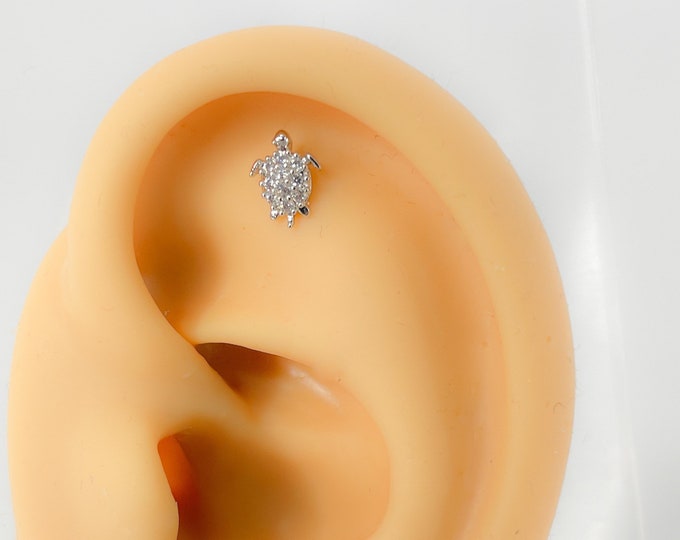 Piercing #100 Helix Turtle Stainless Steel Silver Tiny Mini