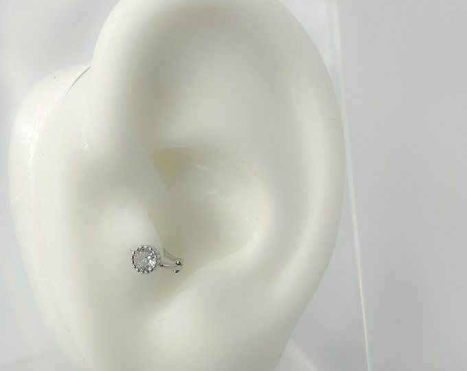 Mini piercing #215 Rhinestone 925 Silver or Gold Plated Tiny Hoop Cartilage