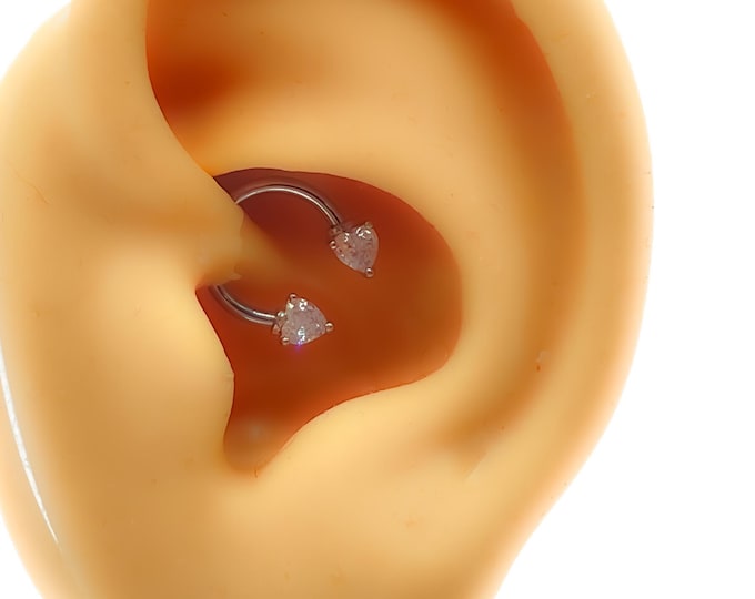 Barbell Piercing #246 316l Steel silver love heart Daith