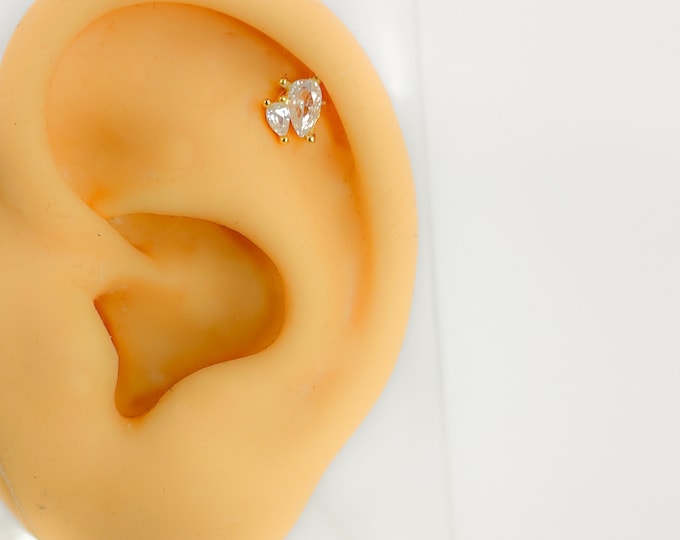 Piercing 925 silver gold-plated helix rhinestone no.291