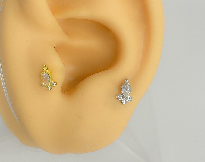 Helix #208 piercing s925 silver gold plated mini Tragus stud
