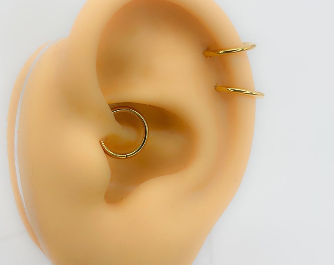 Ring hoop piercing #123 minimalist titanium Daith helix septum ear nose clicker jewelry