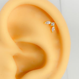 Piercing posteriore piatto in argento 925 placcato oro n. 226