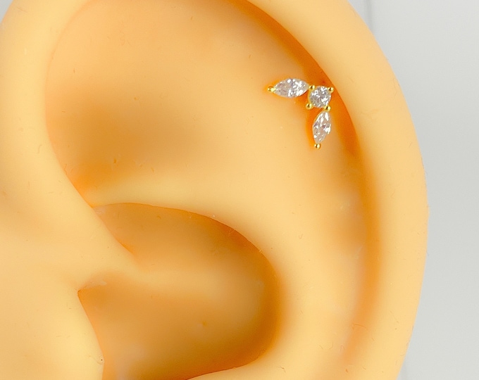 Flat back piercing 925 silver gold plated No. 226