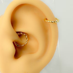 Piercing s925 Sterling Silver #163 Twisted Cartilage  Ear Hoop clicker verdreht daith helix