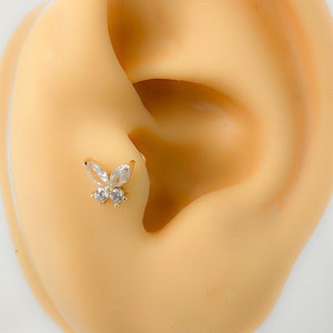 Piercing #116 316l surgical steel gold plated tragus conch lip butterfly labret helix barbell butterfly