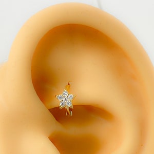 Mini Creolen#118 925 Silber vergoldet tiny hoop helix Knorpel  stern Ohrring PIERCING