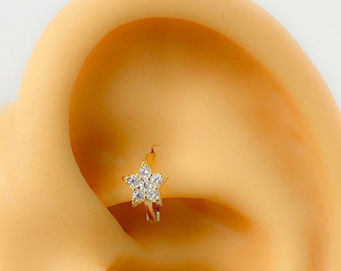 Mini hoop earrings #118 925 silver gold plated tiny hoop helix cartilage star earring PIERCING