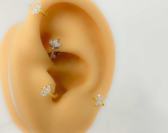Piercing #132 tiny 925 silver gold-plated hoop small clicker helix rook tragus mini