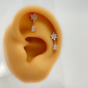 Helix Tragus #102 Piercing 925 silver gold plated cubic zircon cartilage