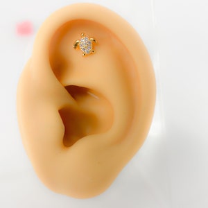 Helix #108 labret Monroe flat back Piercing Schildkröte 14 Karat vergoldet oder Silber mini tiny