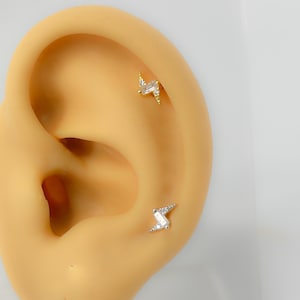 Helix Piercing #175 relâmpago 925 prata banhado a ouro mini parafuso
