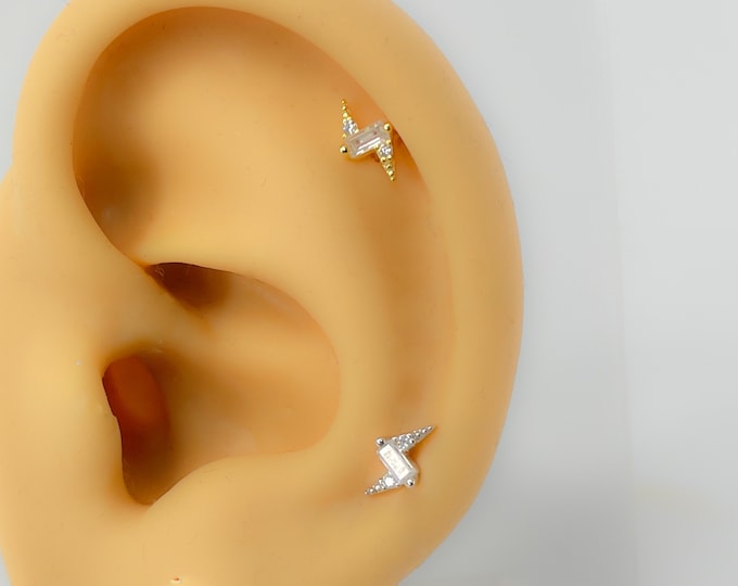 Helix Piercing #175 lightning 925 silver gold plated bolt mini