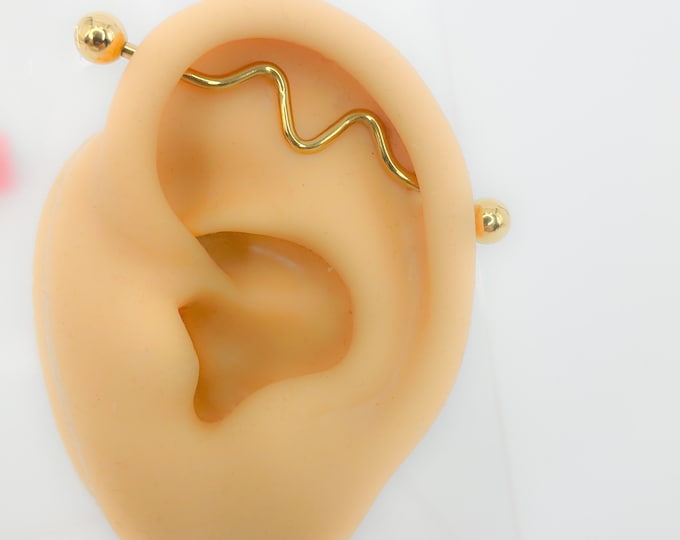 Industrial #191 piercing ear surgeon steel punk rock jewelry gold plated