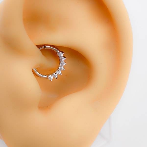 Piercing #264 925 Silber vergoldet Daith Minimalistisch boho crystal ring hoop rund