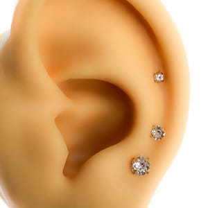Piercing #112 Stainless Steel vergoldet Ohr Lippen Helix tragus cartilage Strass ohr tiny stud minimal