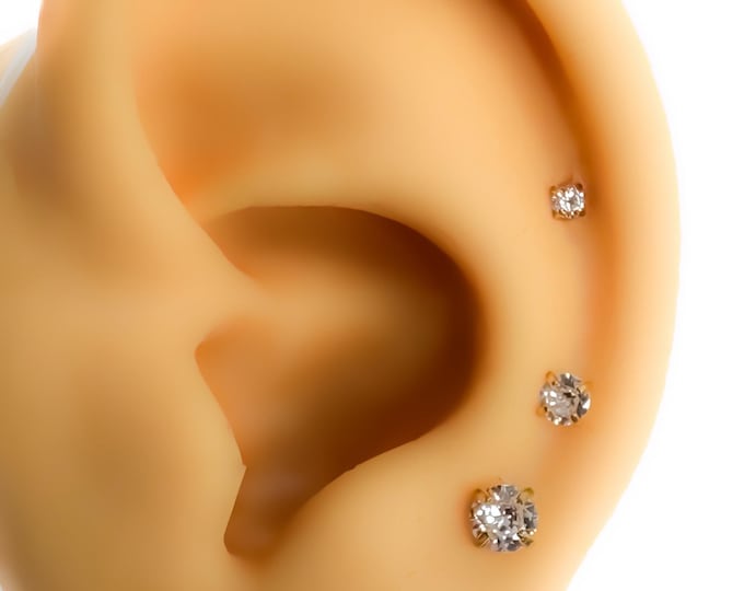 Piercing #112 Stainless Steel Gold Plated Ear Lip Helix Tragus Cartilage Rhinestone Ear Tiny Stud Minimal