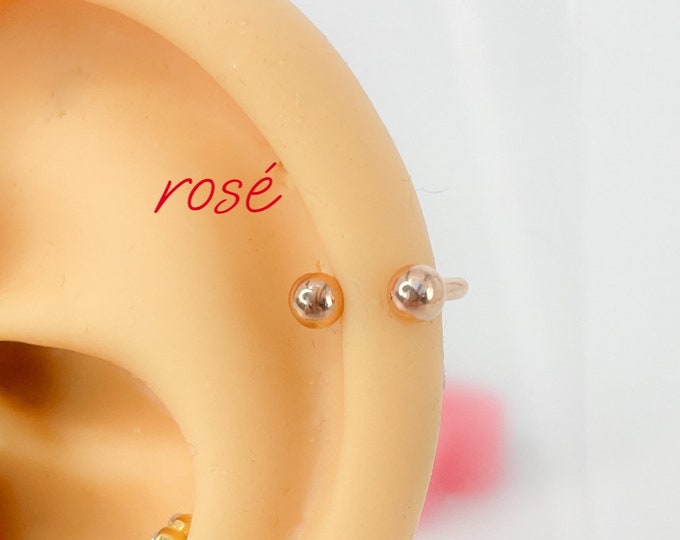 Piercing #194 barbell rose gold plated gold stainless steel 6 mm tiny mini hoop septum Helix tragus