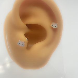 Piercing 925 silver gold plated helix cat no. 500 cat animal