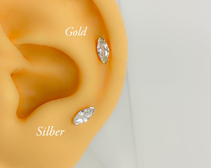 Piercing #300 925 silver gold plated helix mini tiny minimalist cartilage stud