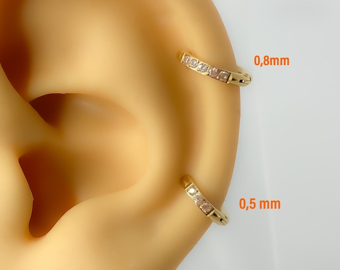 Ring hoop piercing #96 surgical steel gold plated Daith helix septum ear nose clicker