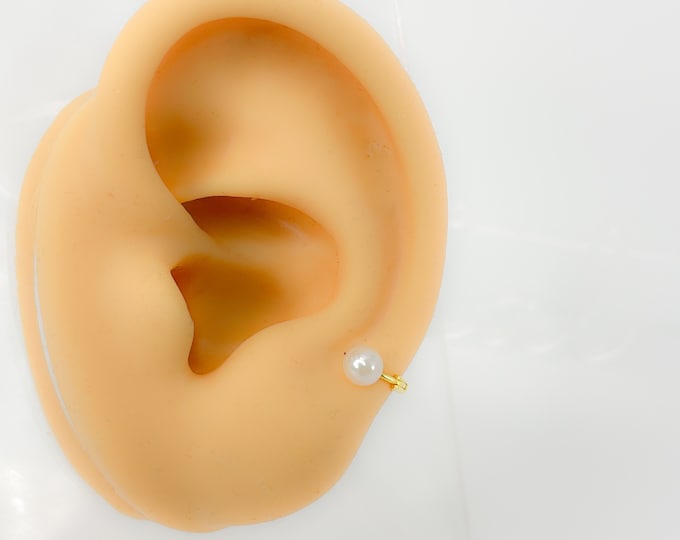 piercing #171 Earring round pearls silver gold plated Tragus helix rookmini hoop
