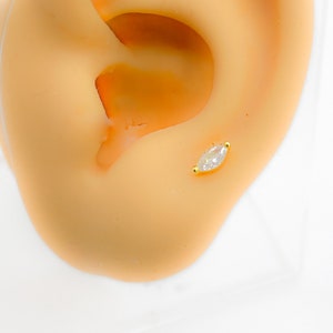 Piercing #273 925 silber vergoldet flat back Knorpel helix tragus
