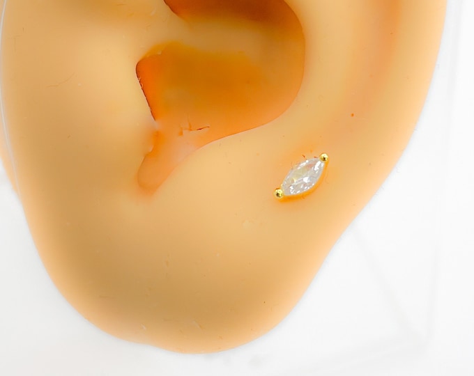 Piercing #273 925 silver gold plated flat back cartilage helix tragus