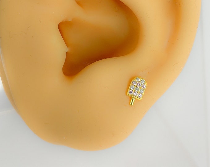 Helix #301 ice cream 925 silver and gold-plated zircon ice conch upper helix tragus earring