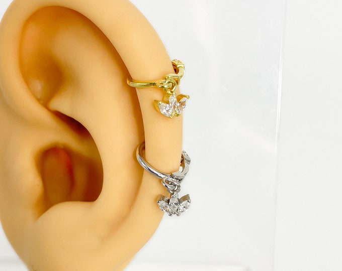 Piercing 925 silver gold-plated hoop lotus Helix No. 276