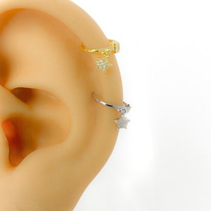 Piercing #169 hoop rhinestone round 925 silver gold plated mini ring round gold rooster rook hand made
