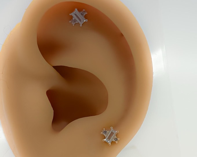 Piercing #147 925 silver gold plated helix cartilage stud boho