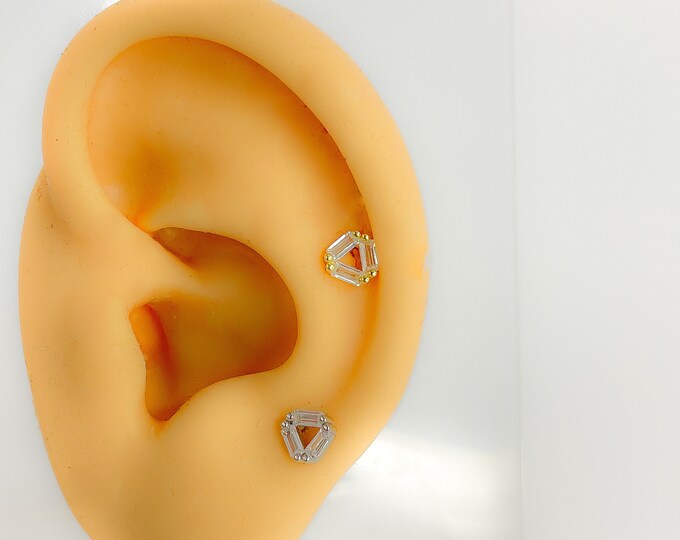 Piercing #288 925 silver gold plated helix triangle