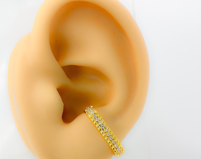 Earrings Ear Plug Earcuff Earclimbers 925 Silver Gold Plated Cubic Zirconia Era Cuff Boho Hippie Punk Style Jewelry