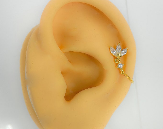 Piercing 925 silver gold-plated helix Lotus #280
