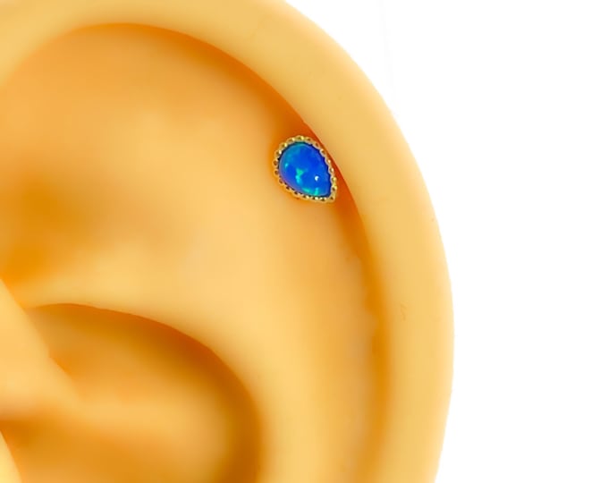 Piercing #134 925 silver gold plated helix tragus turquoise drop