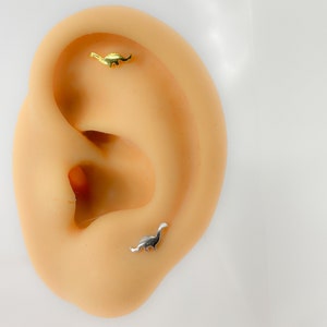Piercing #142 Helix 925 argento placcato oro dino cartilagine plug dinosauro minuscolo mini