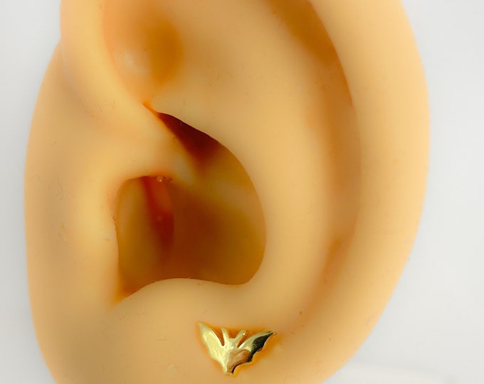 Piercing #296 Bat Tragus Helix 925 Sterling Silver Gold Plated Mini Tiny Stud