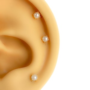 Mini Helix #308 s925 argento placcato oro piccola perlina trago penetrante