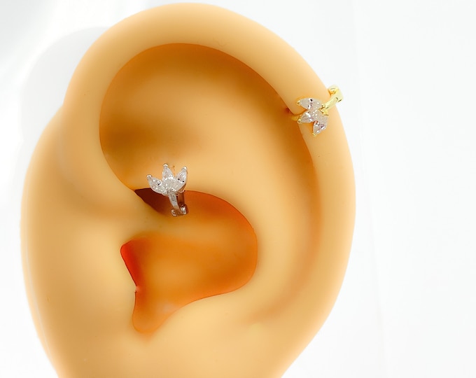 Piercing #101 925 silver gold plated rooster rook daith helix earrings silver mini hoop tiny tragus