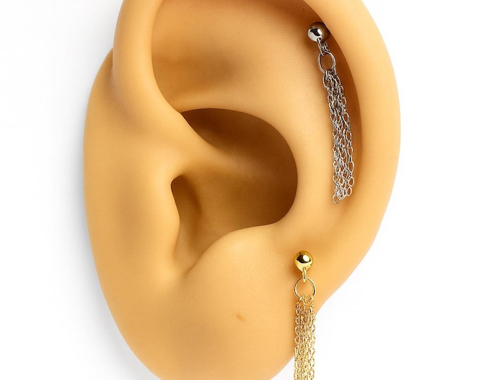Piercing No. 278 helix 925 silver gold plated chain