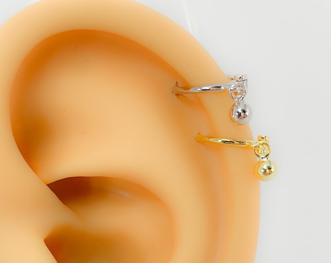 Piercing 925 silver gold plated round ball clicker earring #170