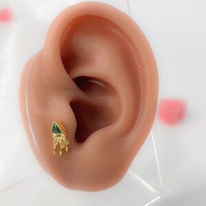 Helix tragus #121 Piercing 925 Silber vergoldet grün cubic Zirkon mini tiny klein Ohrringe Schmuck