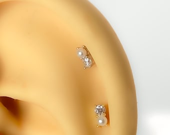 Piercing #234 925 silber vergoldet Knorpel helix Tragus conch mini tiny Stecker mit perle