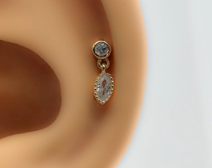 Piercing #230 Helix 925 Silver Gold Plated Cartilage Stud