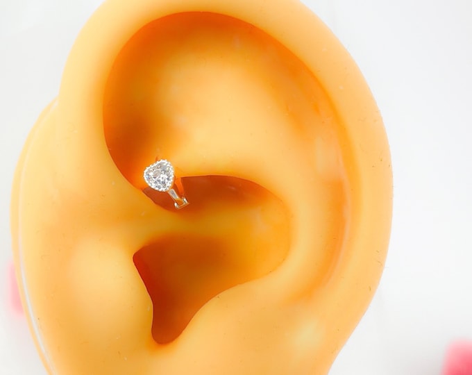 Piercing #312 925 silver gold plated hoop clicker cartilage crystal mini tiny minimalist