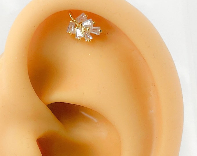 Helix #105 Push in tragus Piercing 316l chargeback steel earring cartilage plug leaf natural